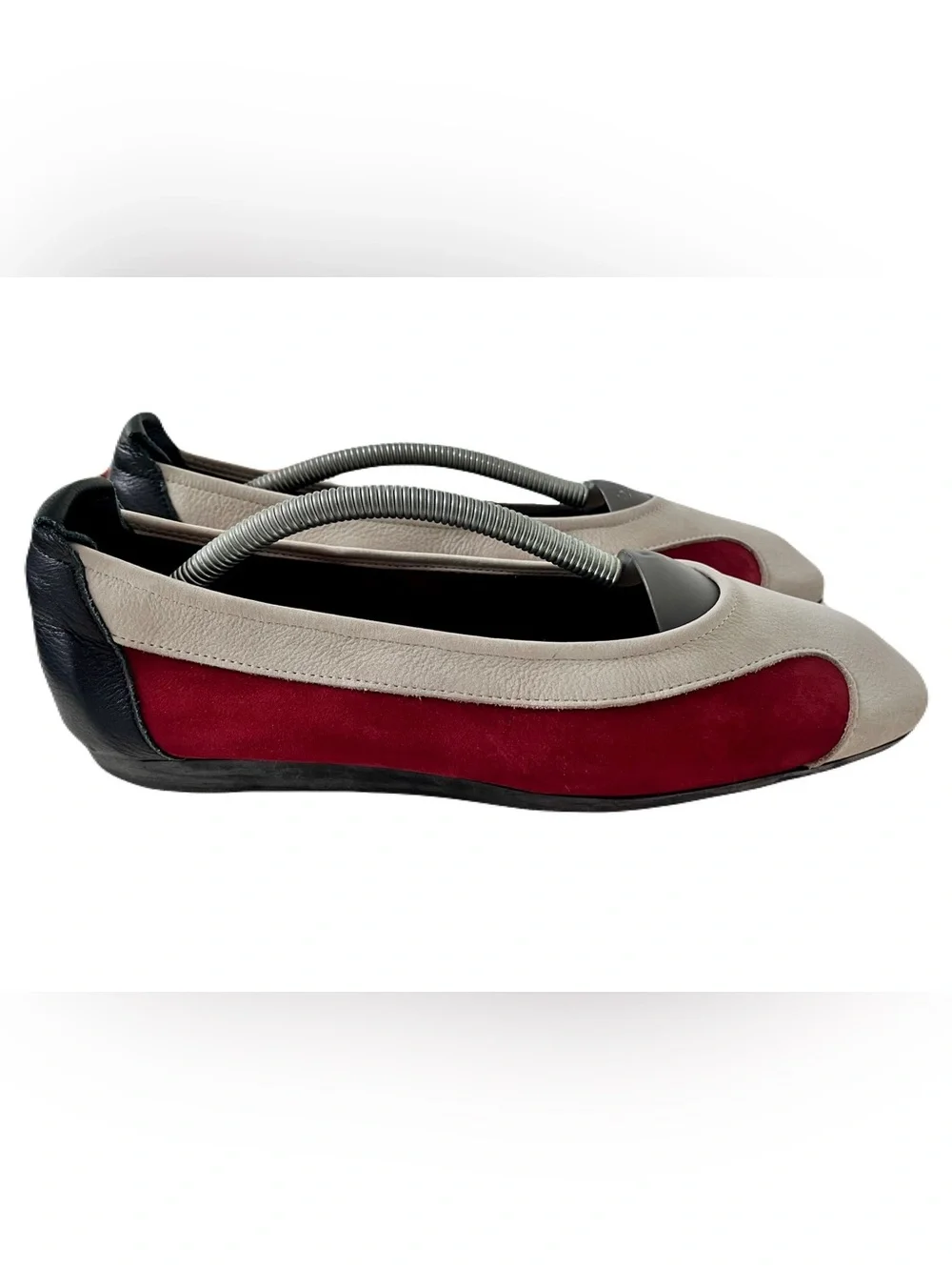Arche Red, Grey and Black Colorblock Suede ‘Lambaa Ballerina’ Flats, Size 41